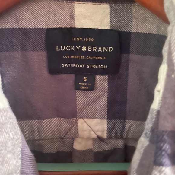Lucky Brand Gray Flannel Mens Button Down Shirt Size Small - Picture 2 of 5